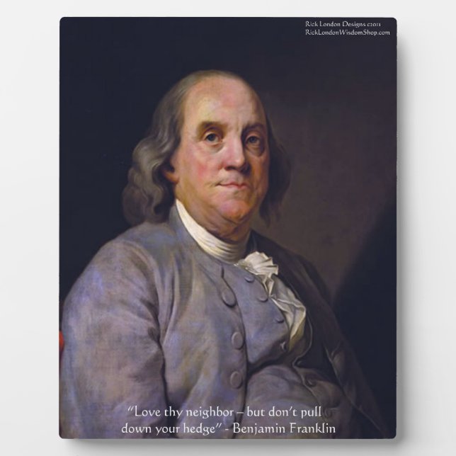 Ben Franklin "Liebe Thy Neighbor" Fotoplatte (Vorderseite)