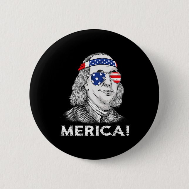 Ben Franklin Merica USA Boys Girls Kind Button (Vorderseite)