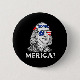 Ben Franklin Merica USA Boys Girls Kind Button
