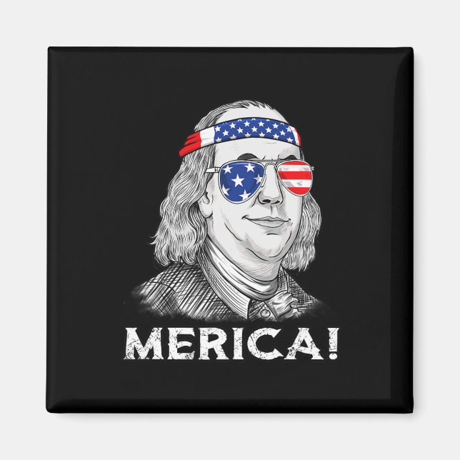 Ben Franklin Merica USA Boys Girls Kind Magnet (Vorne)