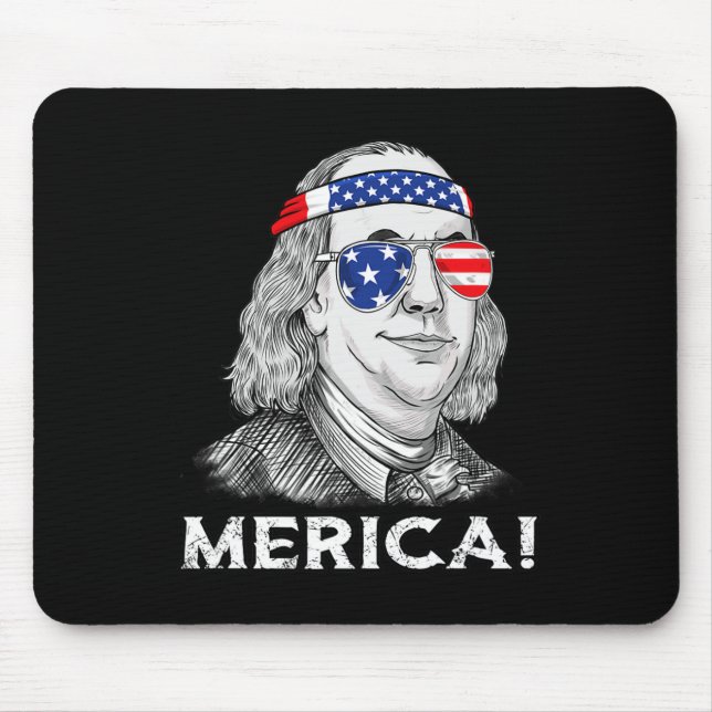 Ben Franklin Merica USA Boys Girls Kind Mousepad (Vorne)