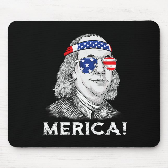 Ben Franklin Merica USA Boys Girls Kind Mousepad (Vorne)