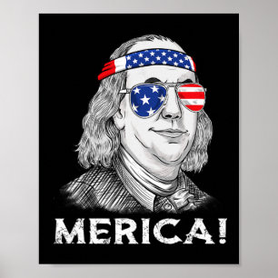 Ben Franklin Merica USA Boys Girls Kind Poster