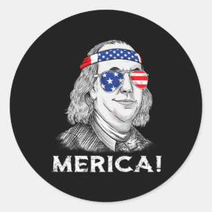 Ben Franklin Merica USA Boys Girls Kind Runder Aufkleber