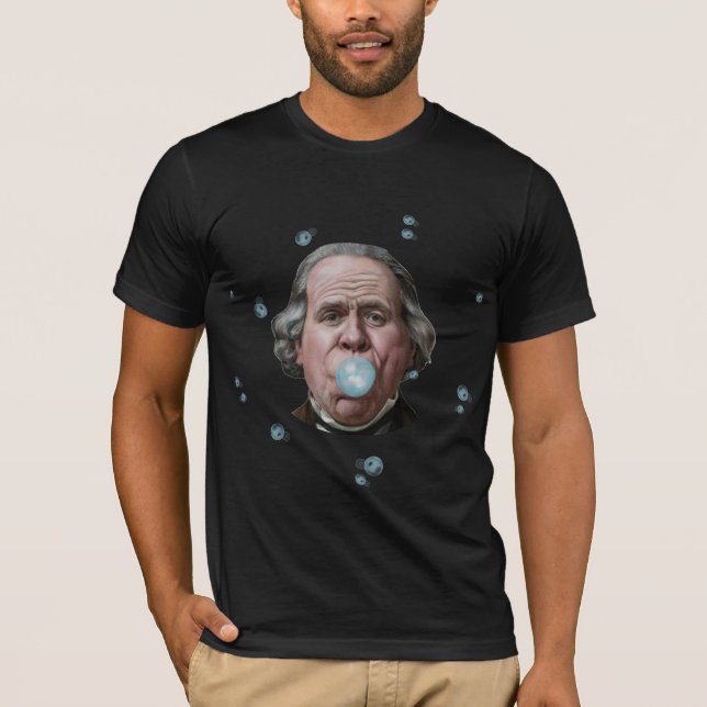 Ben Franklin mit Kaugummi-T - Shirt (Vorderseite)