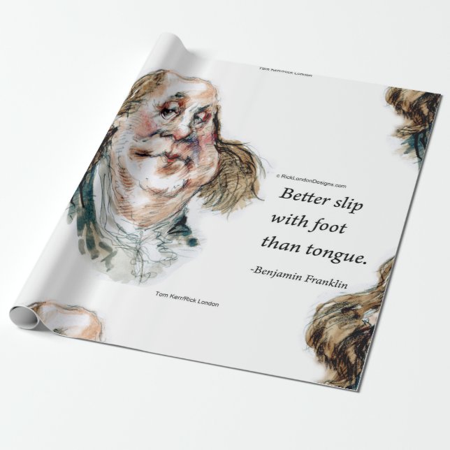 Ben Franklin & Quote Funny Caricature Geschenkpapier (Ungerollt)