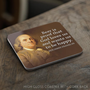 Ben Franklin Zitat über Bier Untersetzer