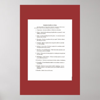 Ben Franklins 13 Tugenden Poster