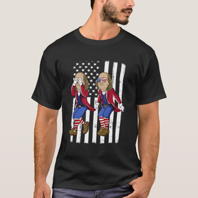 Ben Griddin 4th July Benjamin Franklin Griddy U T-Shirt (Vorderseite)