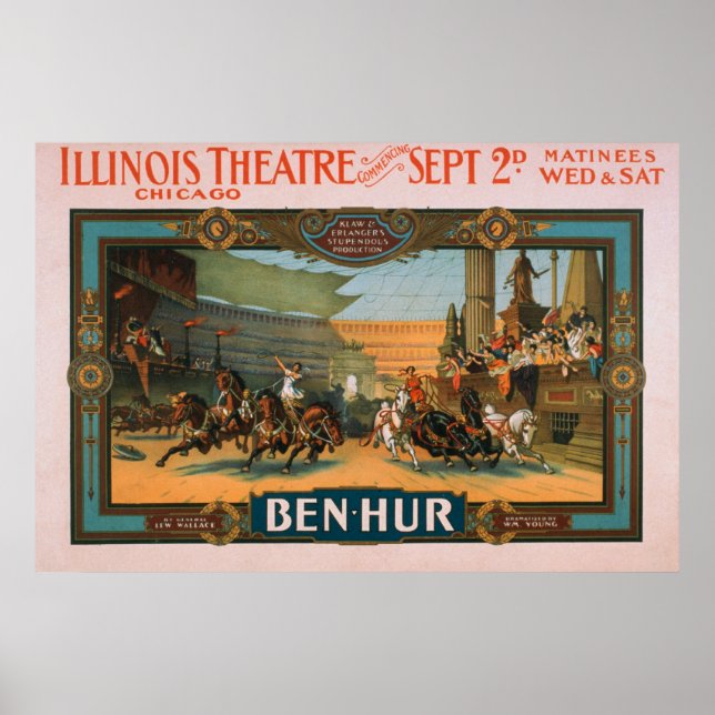 Ben-Hur in Chicagos Illinois-Theaterposter Poster (Vorne)