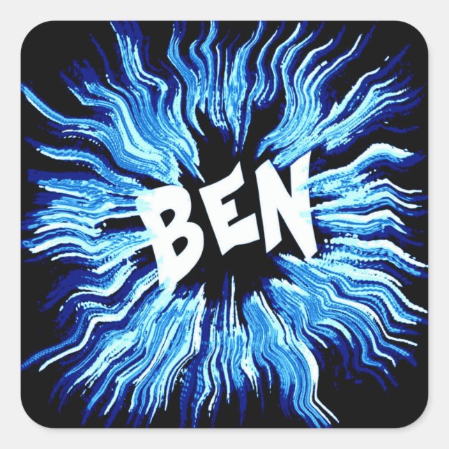 Ben Name Star in Blue Quadratischer Aufkleber (Vorderseite)