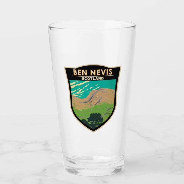 Ben Nevis Scotland Travel Art Vintag Glas (Vorderseite)