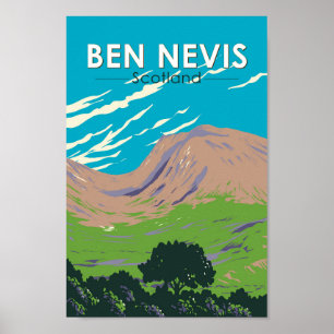 Ben Nevis Scotland Travel Art Vintag Poster