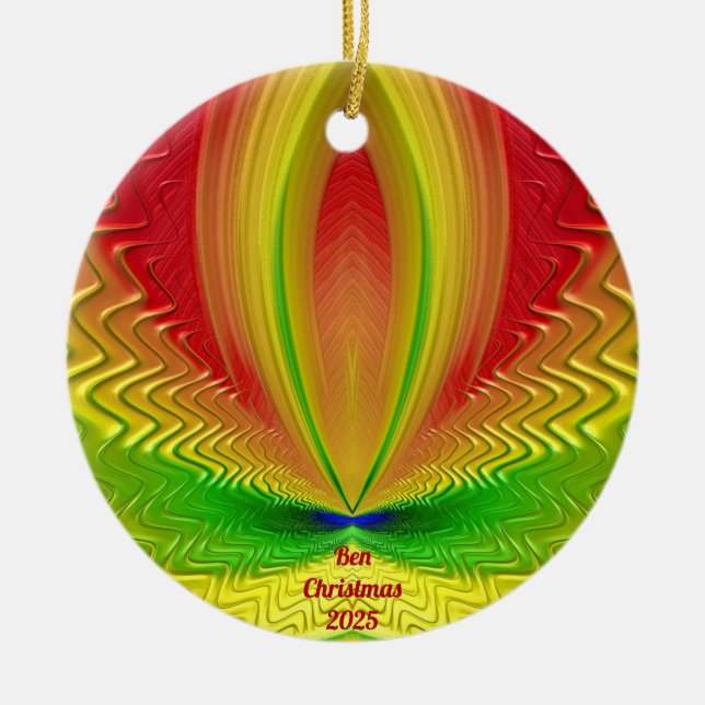 BEN ~ Personalisiert Rot-Grün-Weihnachten Keramik Ornament (Vorne)