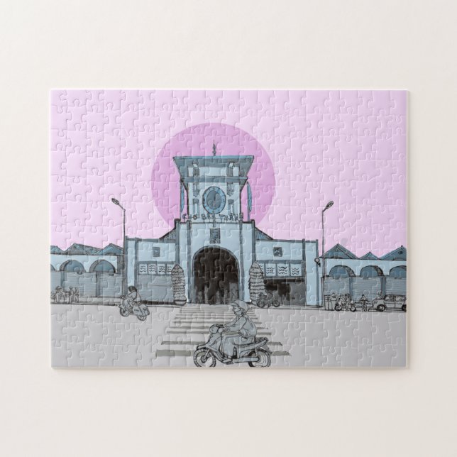 Ben Thanh Market Saigon Vietnam Illustration Puzzle (Horizontal)