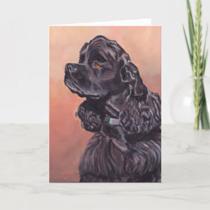 Ben the Black Cocker Spaniel Dog Art Grußkarte Karte