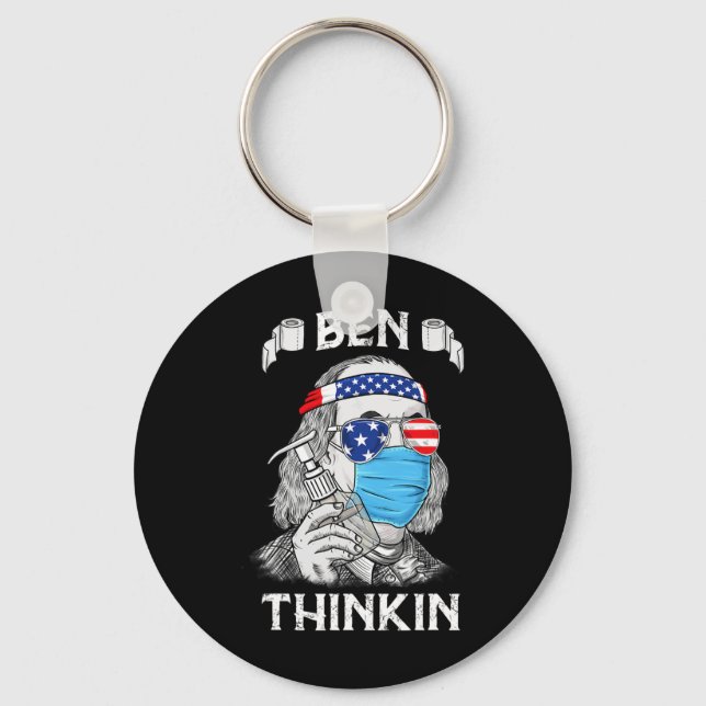 Ben Thinkin 4. Juli Fun Benjamin Franklin Patr Schlüsselanhänger (Vorderseite)