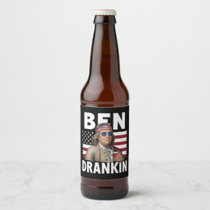 Ben trank Bier 4. Juli Vintage-Flagge Lustig Bierflaschenetikett