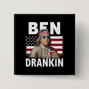 Ben trank Bier 4. Juli Vintage-Flagge Lustig Button