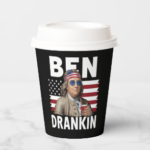 Ben trank Bier 4. Juli Vintage-Flagge Lustig Pappbecher