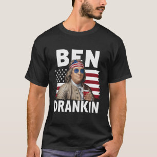 Ben trank Bier 4. Juli Vintage-Flagge Lustig T-Shirt