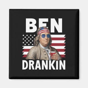 Ben trank Bier am 4. Juli Vintage-Flagge Lustig Magnet