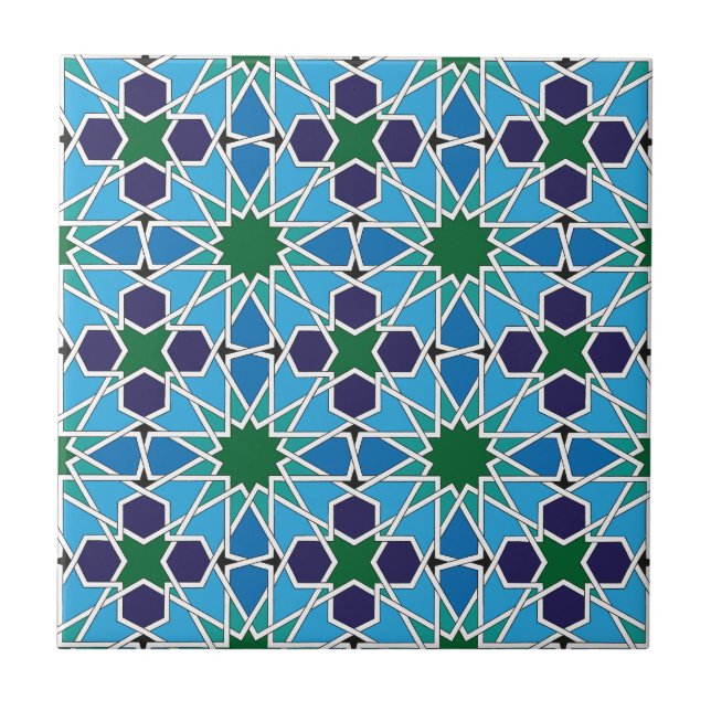 Ben Yusuf Madrasa Geometric Patterrn 10 Fliese (Vorderseite)