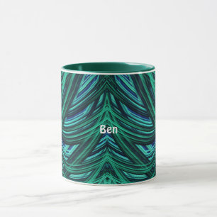 BEN ~ Zany 3D Fraktal ~ Blau und Grün Tasse