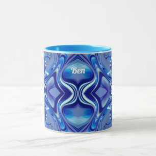 BEN ~ Zany 3D Fraktal ~ Blauer Schatten Tasse