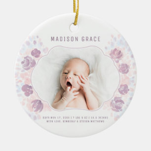 Benachrichtigung über die Geburt eines Baby-Mädche Keramik Ornament