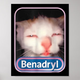 Benadryl Meme Cat Funny Cat Lovers Cat Mama Cat Va Poster