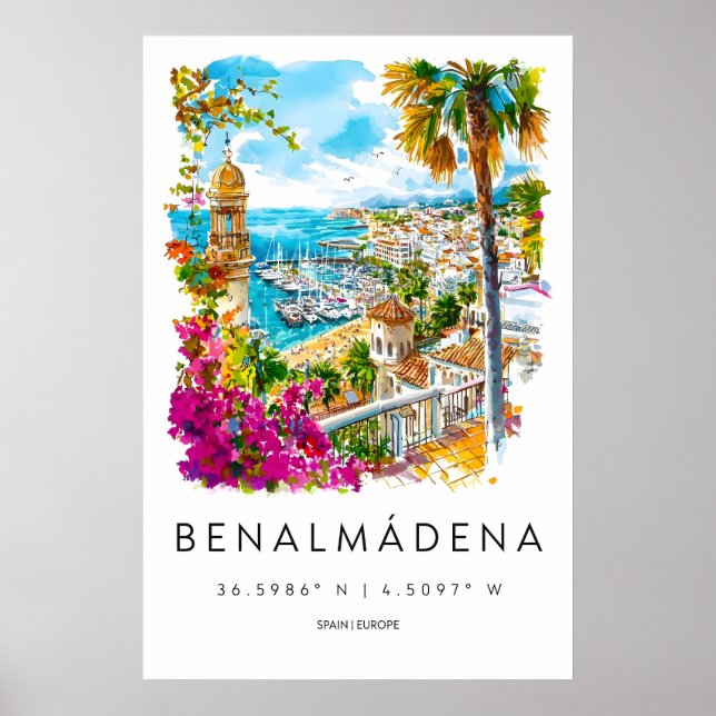 Benalmadena Aquarell 1 Poster (Vorne)