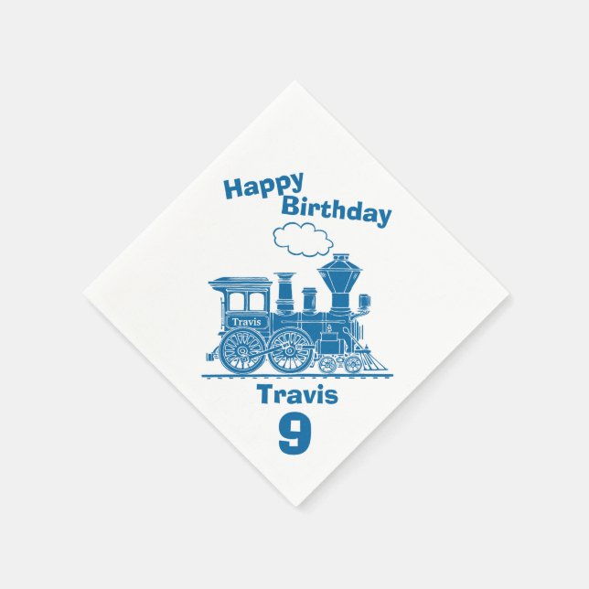 Benannt Blue Train Jungs 9. Geburtstag Servietten (Ecke)