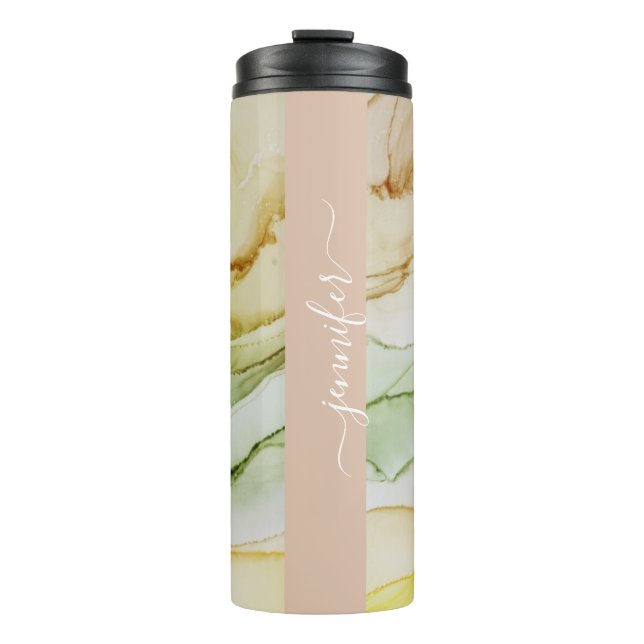 Benannt Blush Pink Abstrakt Pastel Thermal Tumbler Thermosbecher (Vorderseite)