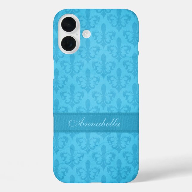 Benannt Lilie Damask blue Case-Mate iPhone Hülle (Rückseite)