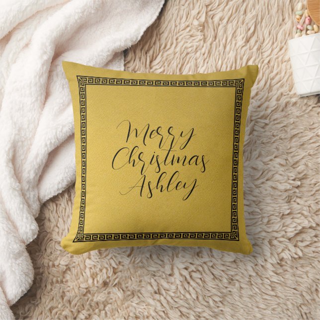 Benannt Merry Christmas golden Handwriting-Skript Kissen (Decke)