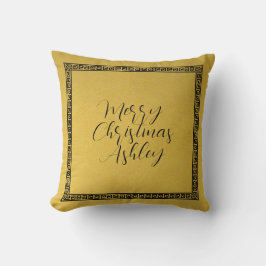 Benannt Merry Christmas golden Handwriting-Skript Kissen