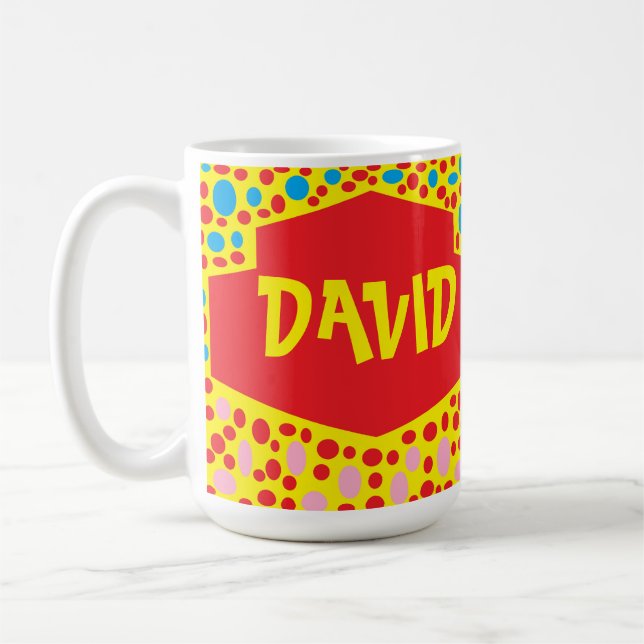 Benannt nach David Red Gelb Blue gemustert Design Kaffeetasse (Links)