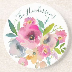 Benannte Bohemische Pastel-Rose Getränkeuntersetzer