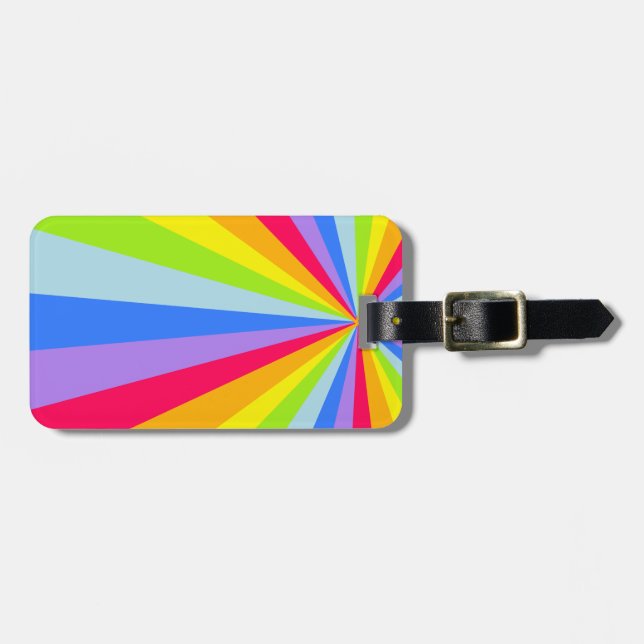 Benannte helle Regenbogenrochen-Cloud-Gepäckmarke Gepäckanhänger (Vorderseite horizontal)
