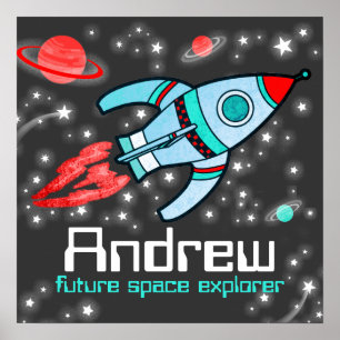 Benannte Raketenraumjungen, graues rotes Plakat