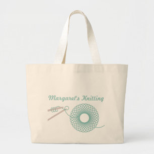 Benannte Stricktasche aus dunklem aquamarinem Stof Jumbo Stoffbeutel
