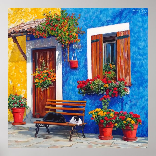 Bench Companions - Venedig Inspiriert Cats Poster (Vorne)
