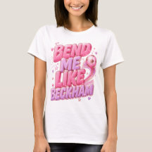 Bend Me Like Beckham Pinkes Fußball-Grafik-T-Shirt