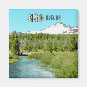 Bend Oregon Berg Fluss Wald Vintage Magnet