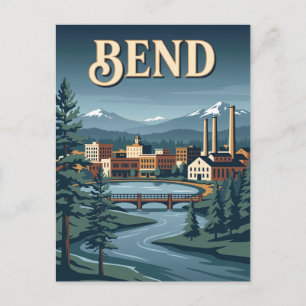 Bend Oregon Flussufer Retro Vintage Reiseposter Postkarte