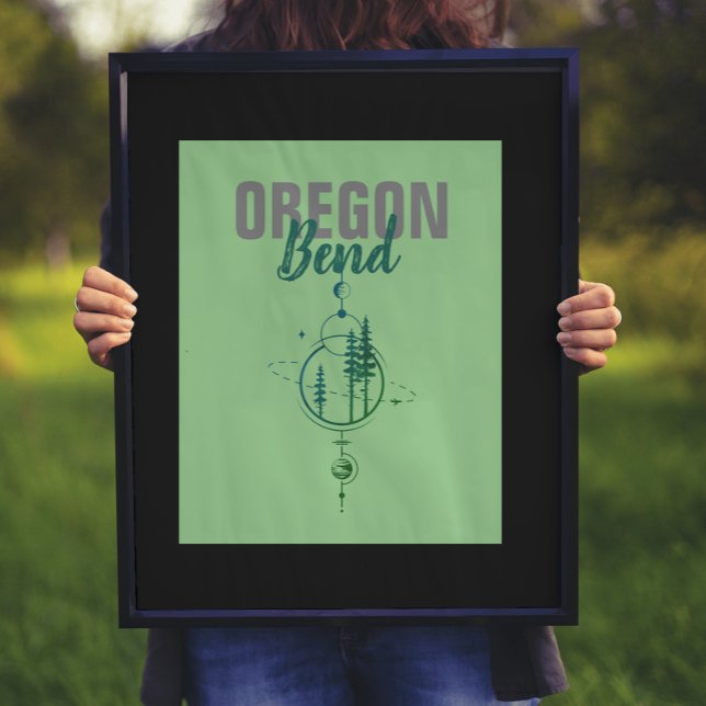 Bend Oregon Geometric Planets & Trees Poster (Von Creator hochgeladen)