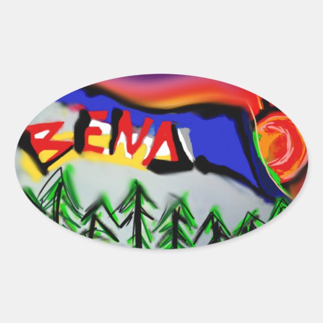 Bend Oregon Logo Ovaler Aufkleber (Vorderseite)