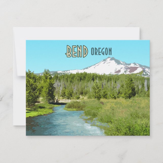 Bend Oregon Mountain River Forest Flat Card (Vorderseite)