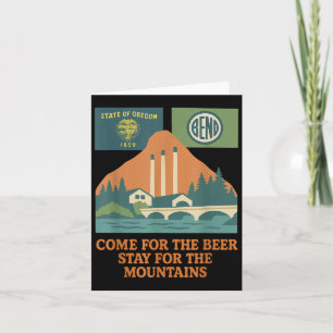 Bend Oregon Retro-vintage Berge & Bier für Karte